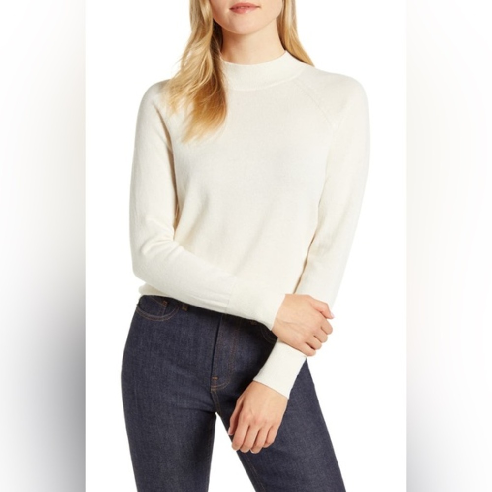 NEW EVERLANE The Cashmere Raglan Mock Neck Sweater